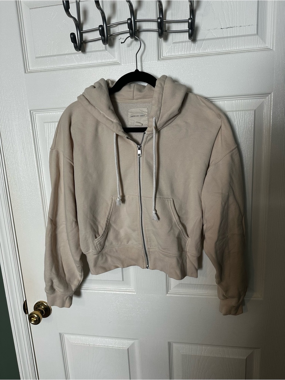 American Eagle Outfitters Hooded Zip Jacket - Taupe/Cream